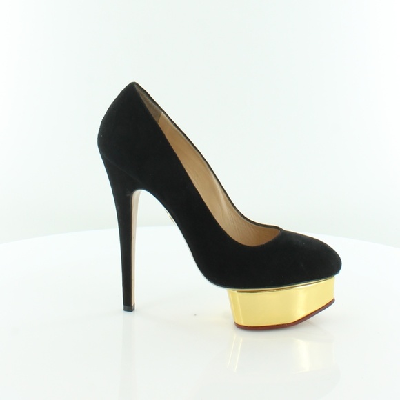 Charlotte Olympia Black Leather Dolly Pumps Sz 40 - Picture 3 of 8